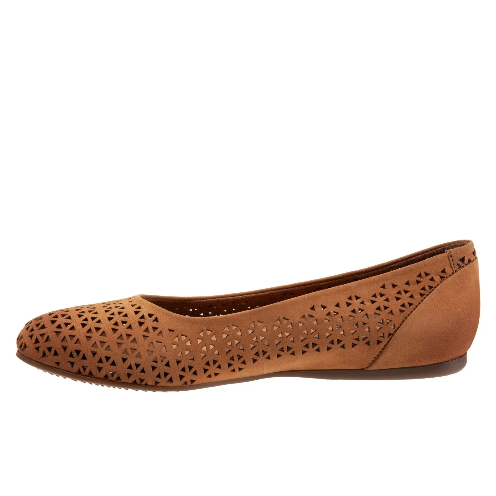 Softwalk Sonoma S1862-227 Womens Brown Narrow Leather Ballet Flats Shoes