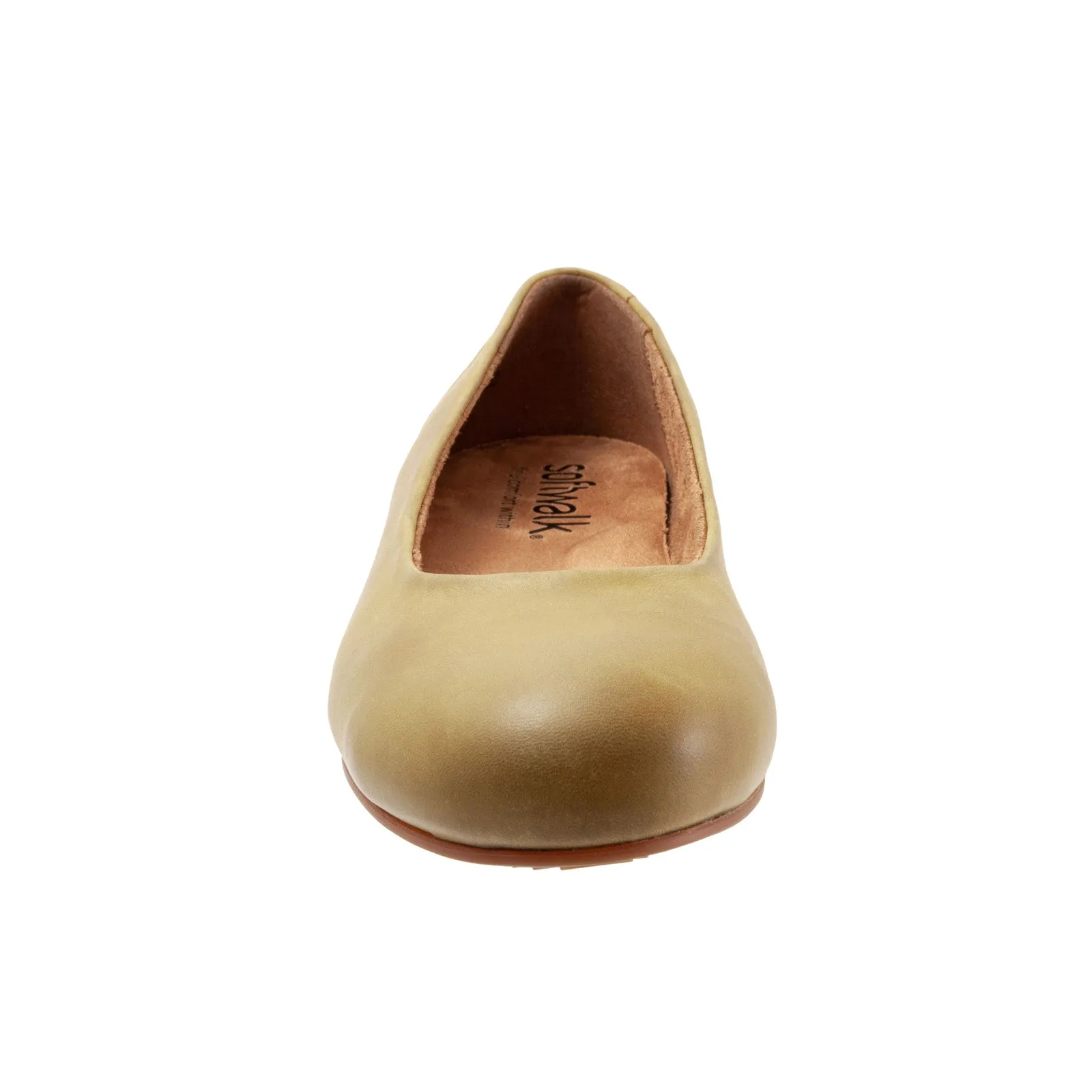 Softwalk Sonoma S1862-322 Womens Green Narrow Leather Ballet Flats Shoes