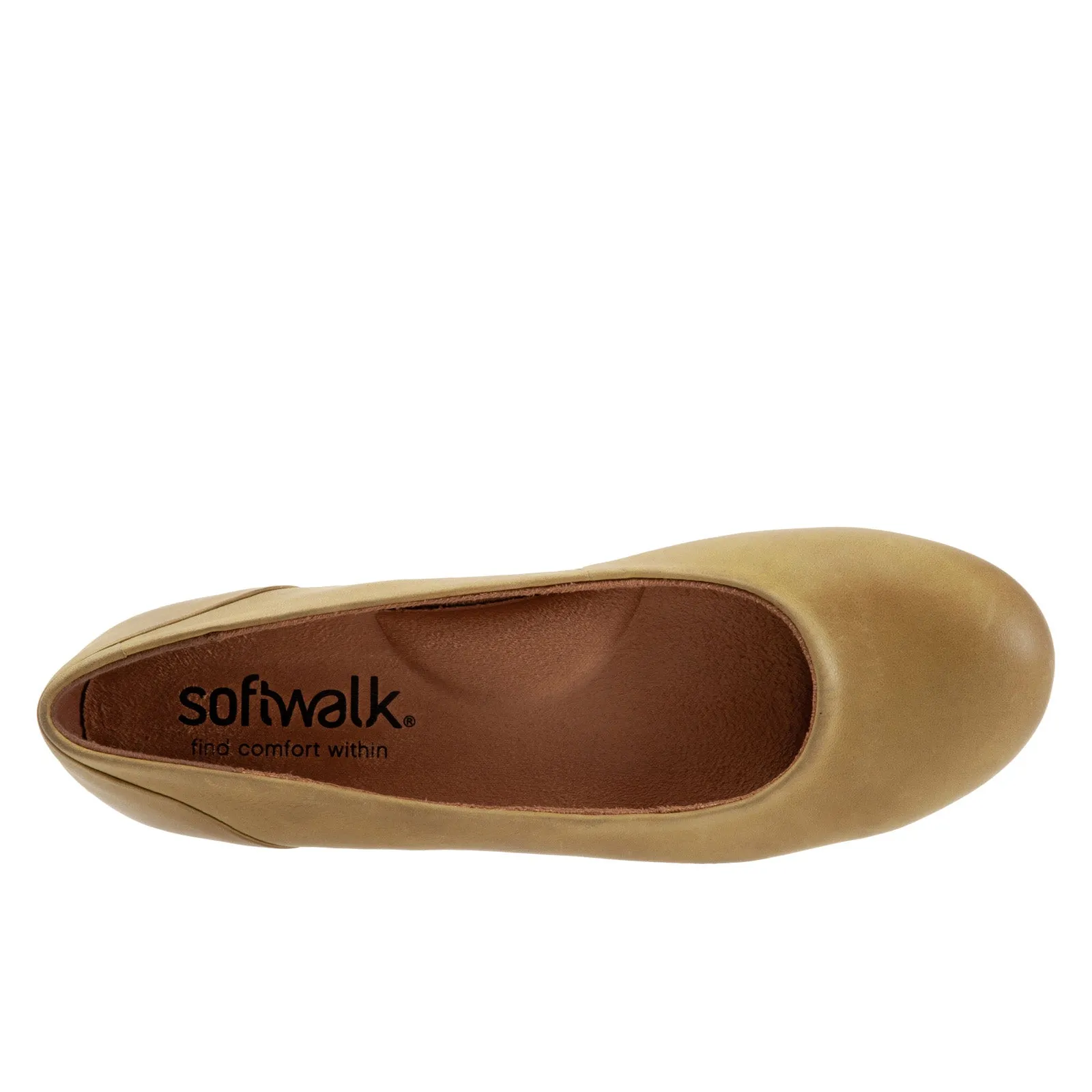 Softwalk Sonoma S1862-322 Womens Green Narrow Leather Ballet Flats Shoes