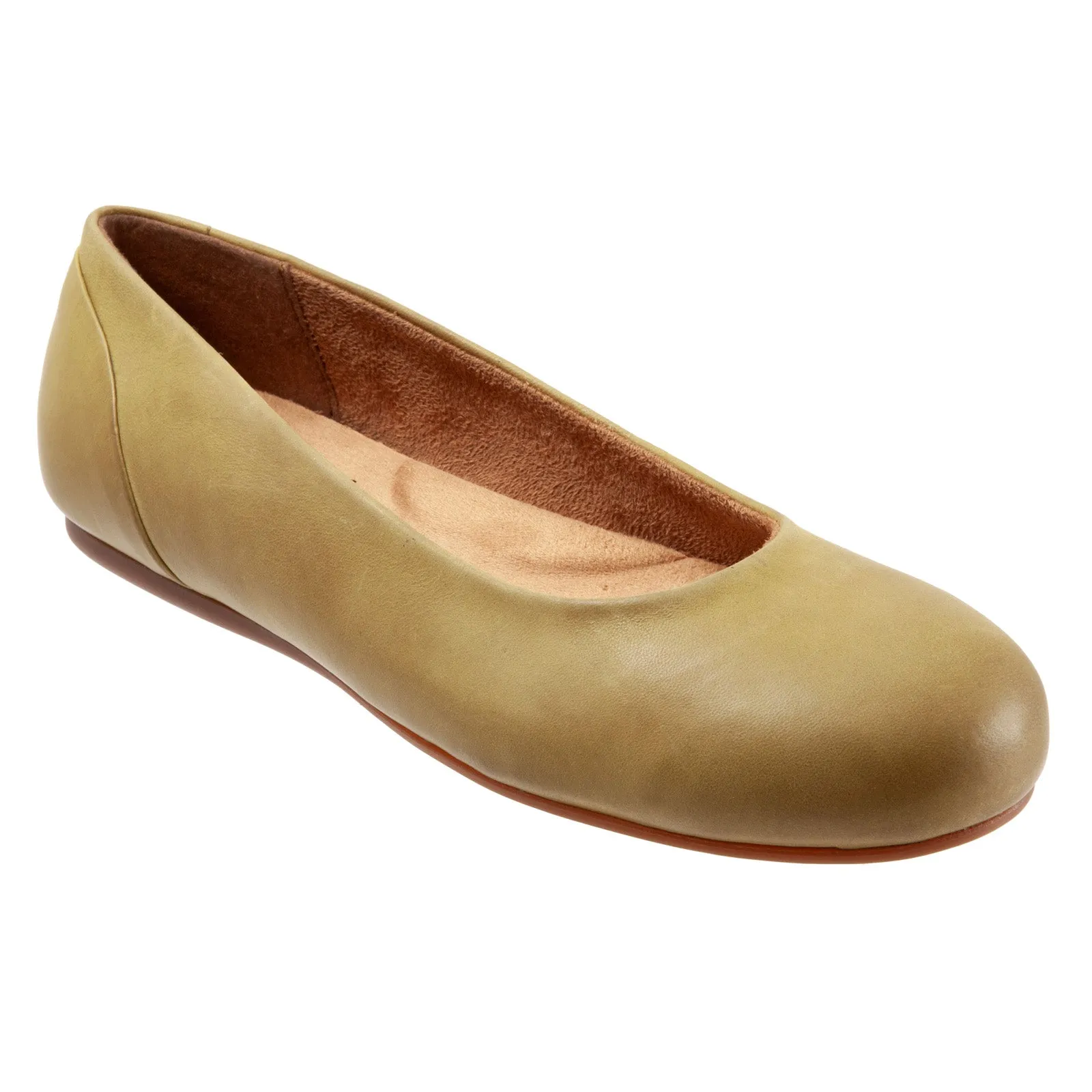 Softwalk Sonoma S1862-322 Womens Green Narrow Leather Ballet Flats Shoes