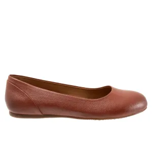 Softwalk Sonoma S1862-650 Womens Brown Wide Leather Ballet Flats Shoes