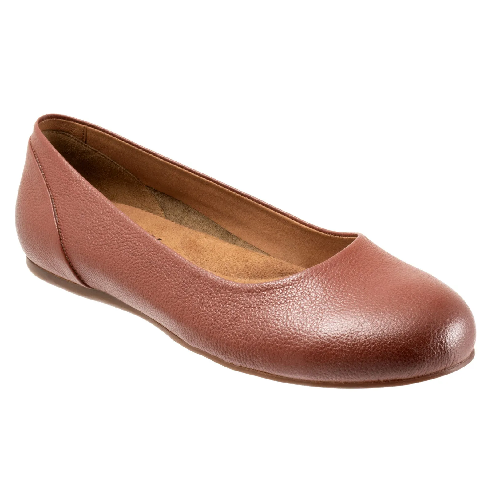 Softwalk Sonoma S1862-650 Womens Brown Wide Leather Ballet Flats Shoes