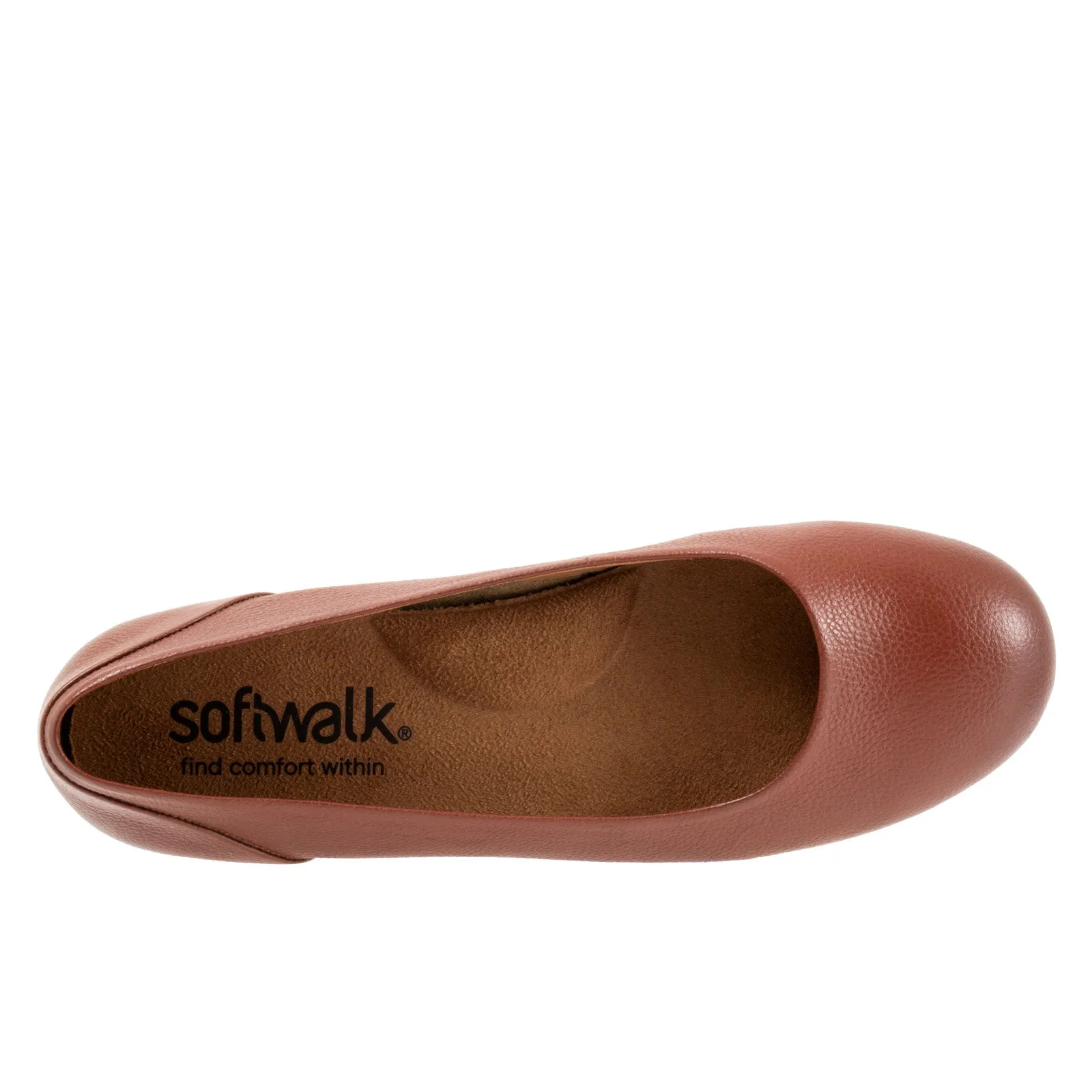 Softwalk Sonoma S1862-650 Womens Brown Wide Leather Ballet Flats Shoes