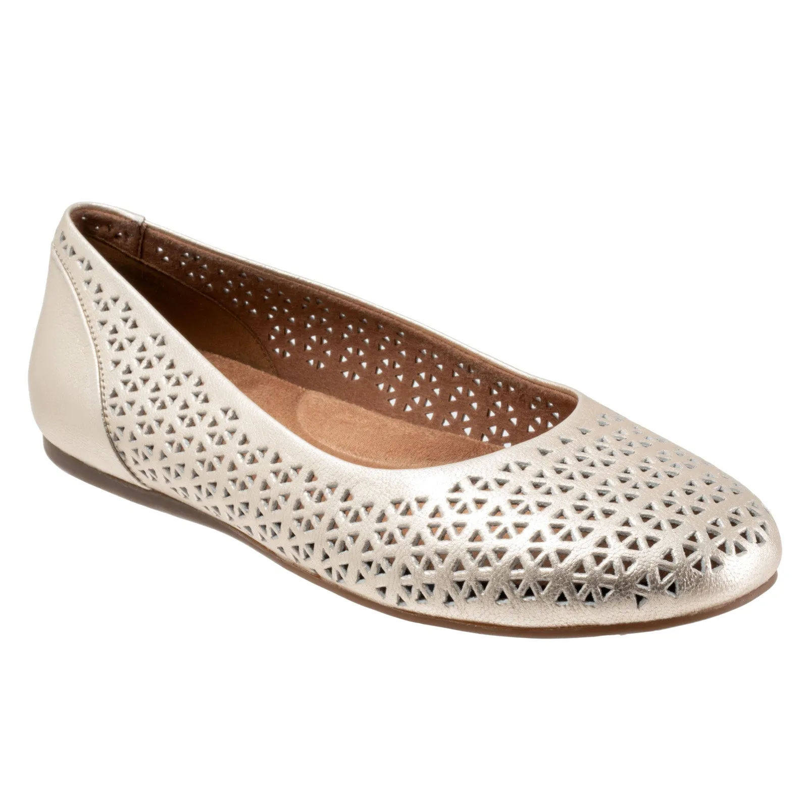 Softwalk Sonoma S1862-732 Womens Beige Leather Slip On Ballet Flats Shoes