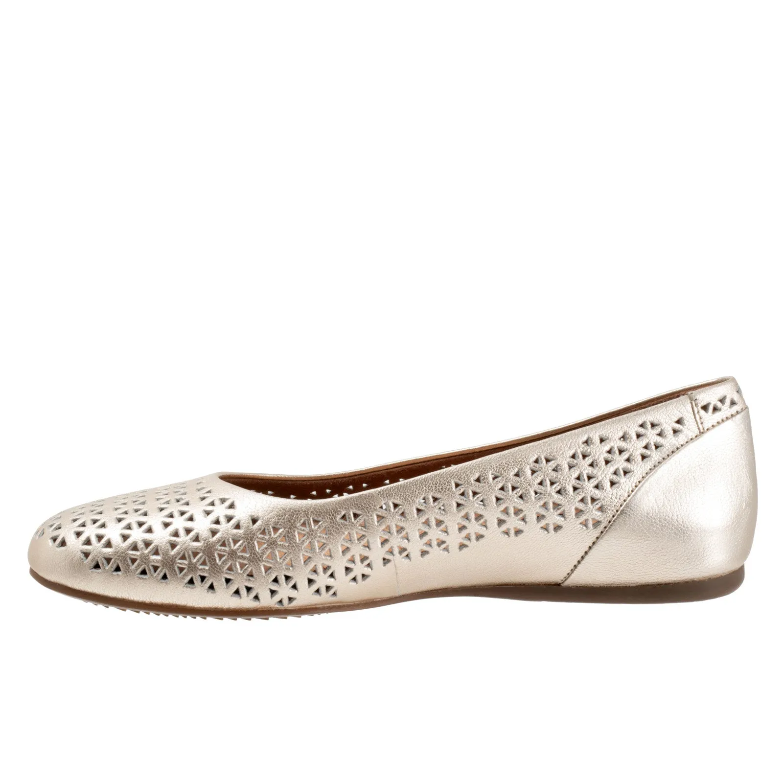 Softwalk Sonoma S1862-732 Womens Beige Narrow Leather Ballet Flats Shoes