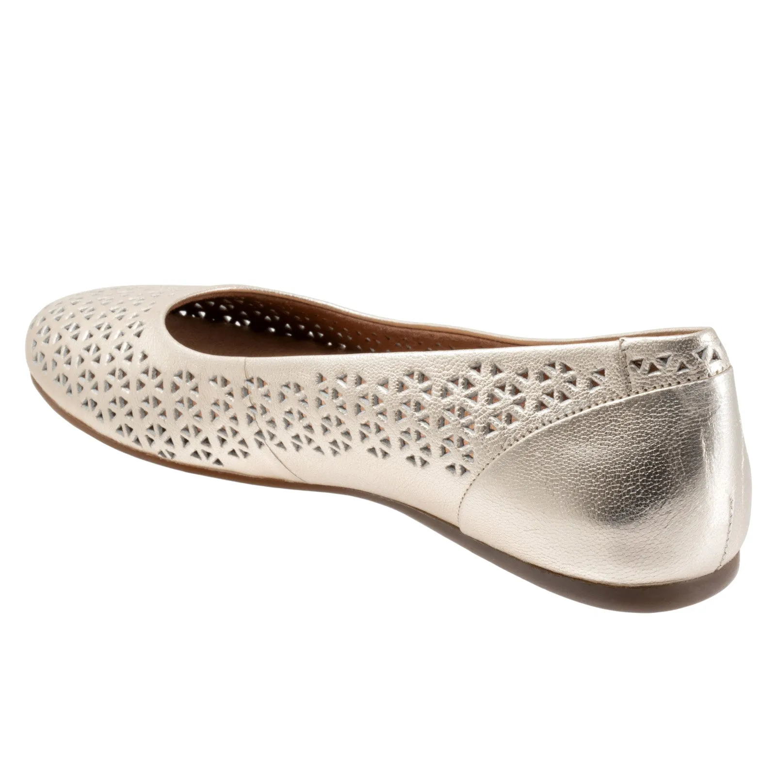 Softwalk Sonoma S1862-732 Womens Beige Narrow Leather Ballet Flats Shoes