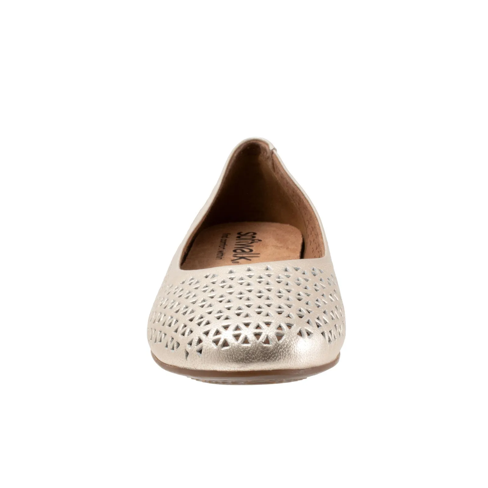 Softwalk Sonoma S1862-732 Womens Beige Narrow Leather Ballet Flats Shoes