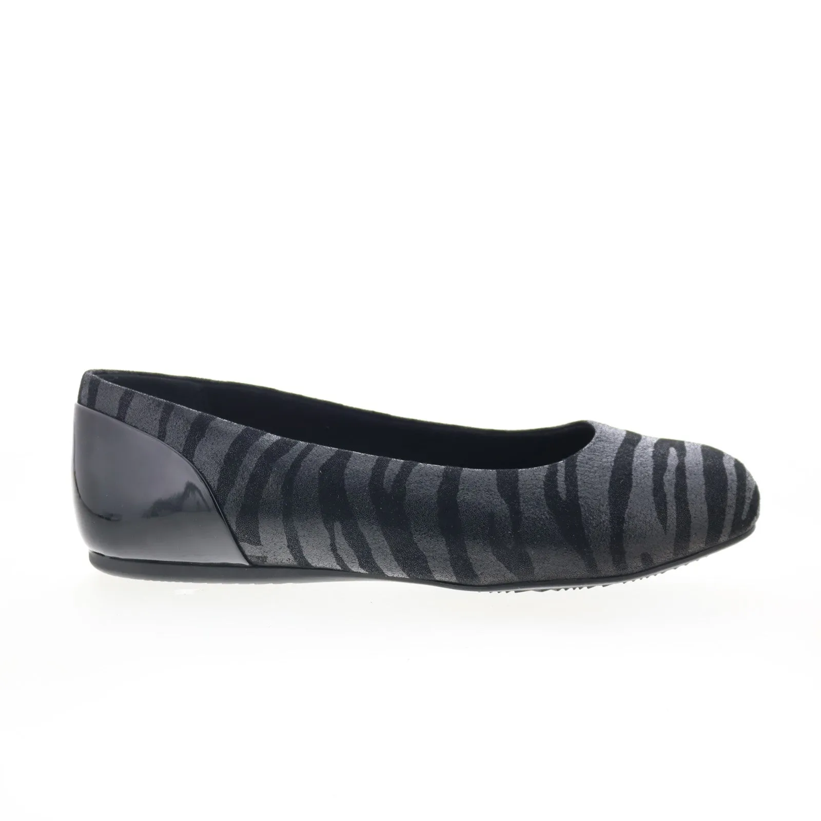Softwalk Sonoma S1862-941 Womens Black Wide Leather Ballet Flats Shoes
