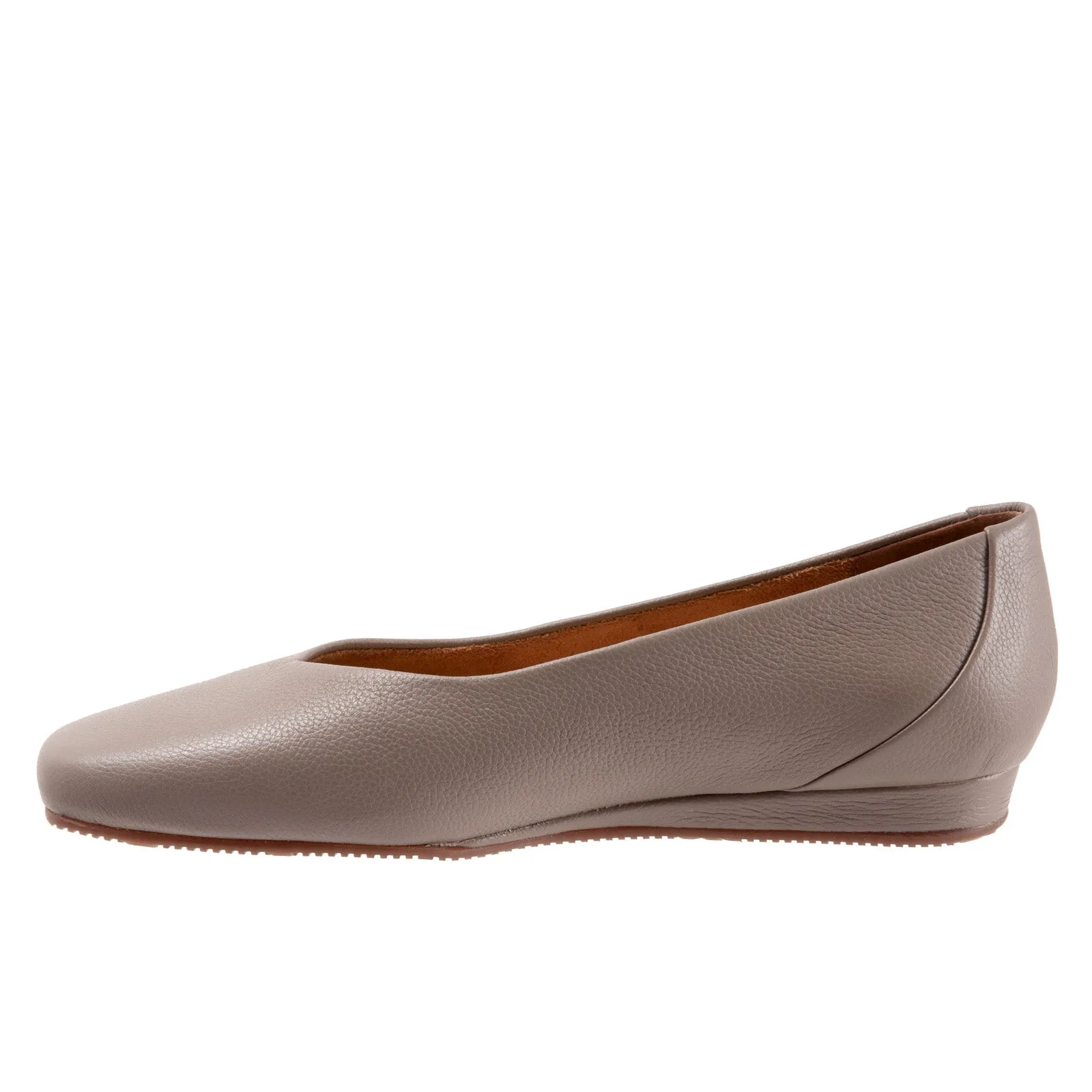 Softwalk Vellore S2162-110 Womens Brown Wide Leather Ballet Flats Shoes