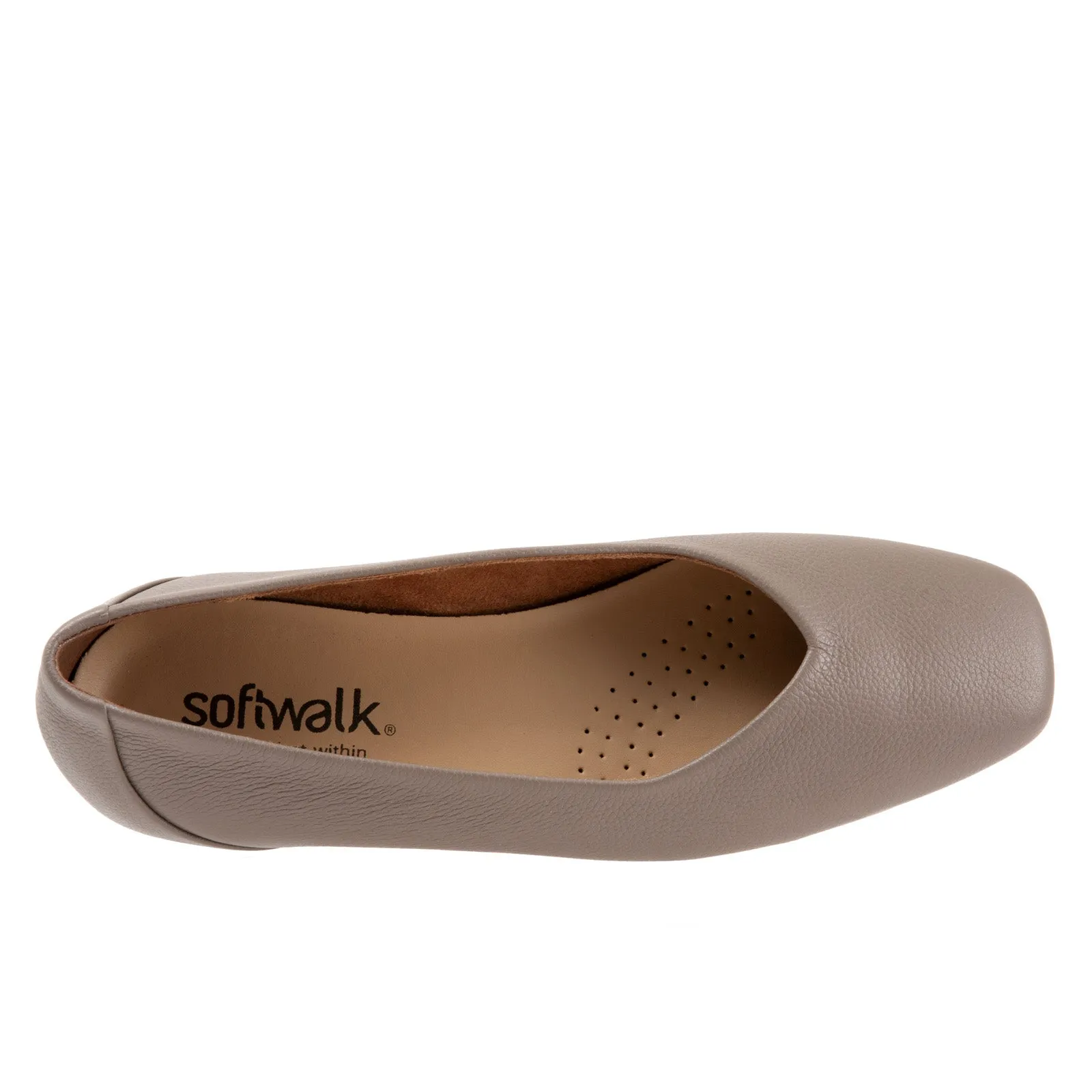 Softwalk Vellore S2162-110 Womens Brown Wide Leather Ballet Flats Shoes