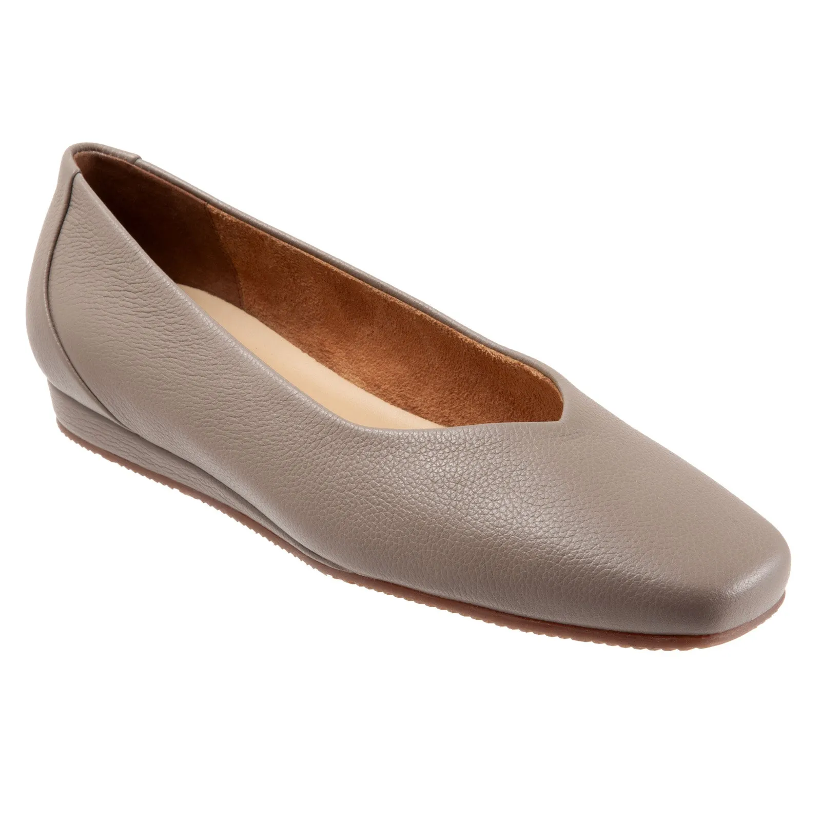 Softwalk Vellore S2162-110 Womens Brown Wide Leather Ballet Flats Shoes