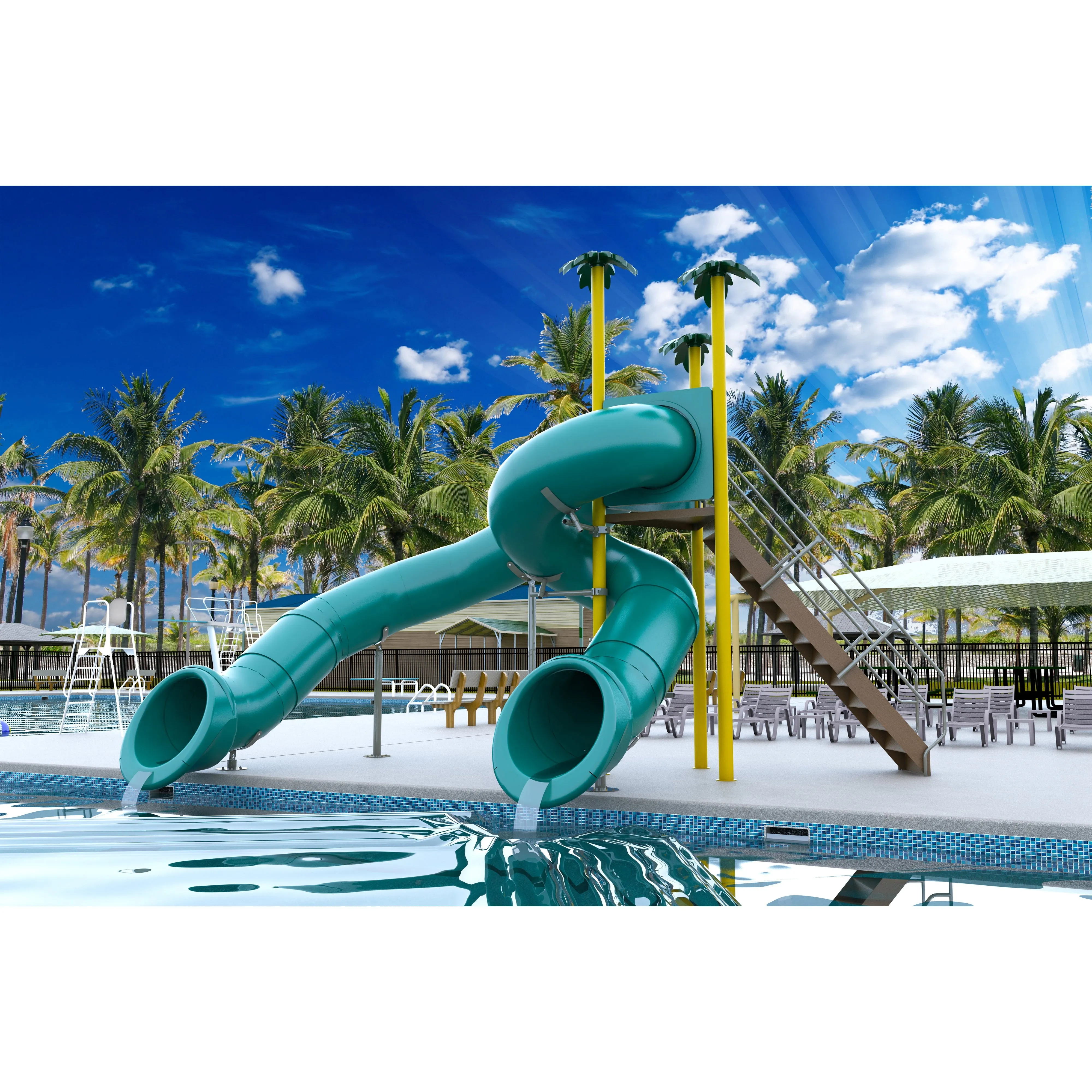 Spectrum Aquatics - Double Flume 90°/360° Triangle Deck