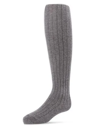 Spot-On Basics Girls Ribbed Cotton Sweater Tights - Light Gray Heather SP-3405