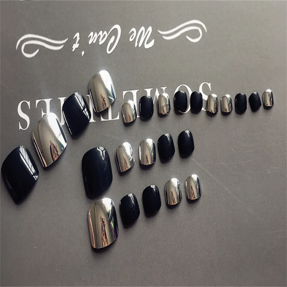 Square Toe Silver and Black