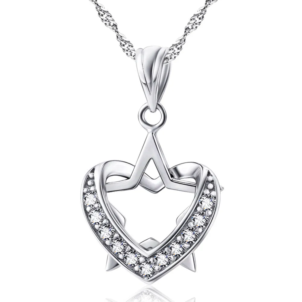 Star in Heart Pendant Necklace