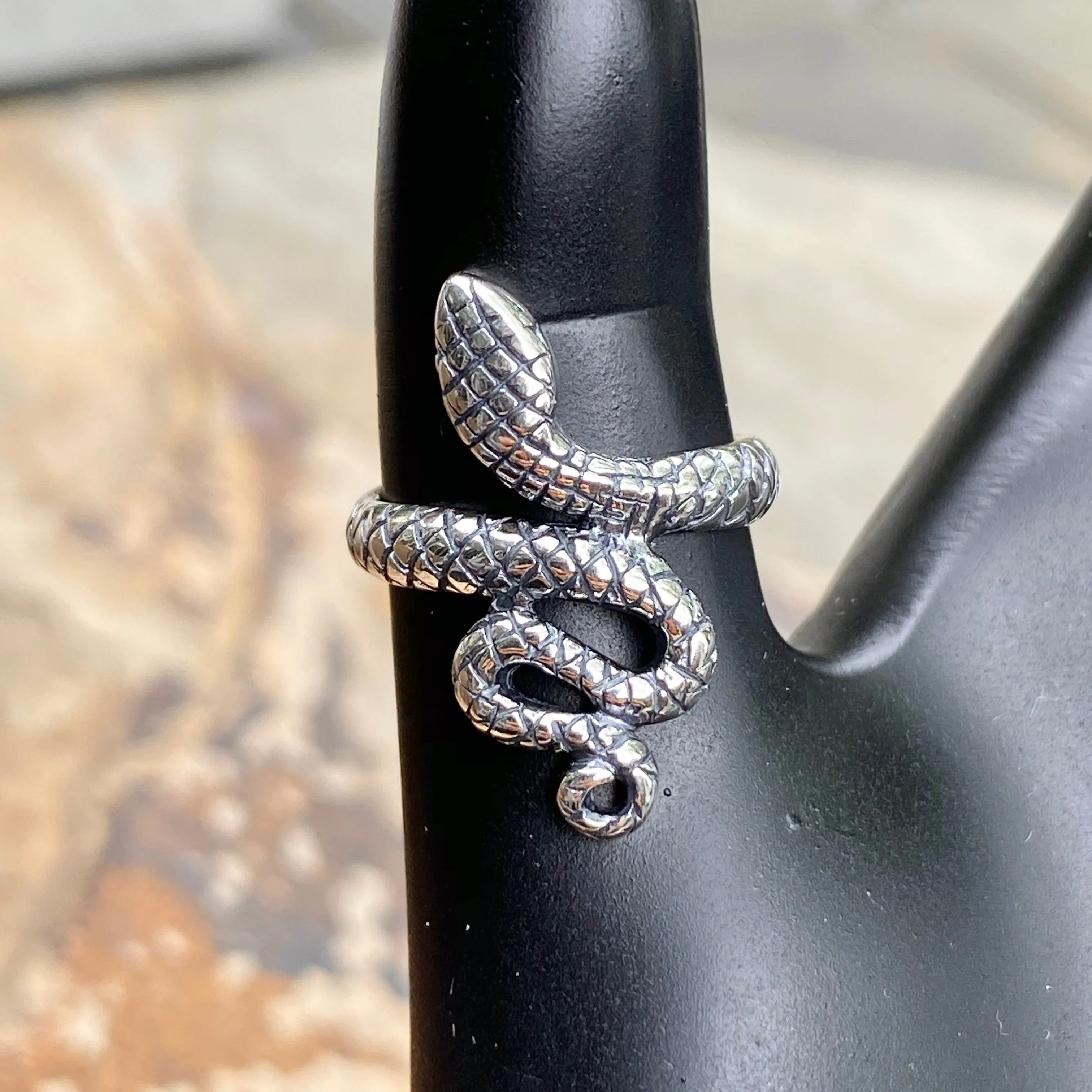 Sterling Silver Antiqued Snake Bypass Toe Ring