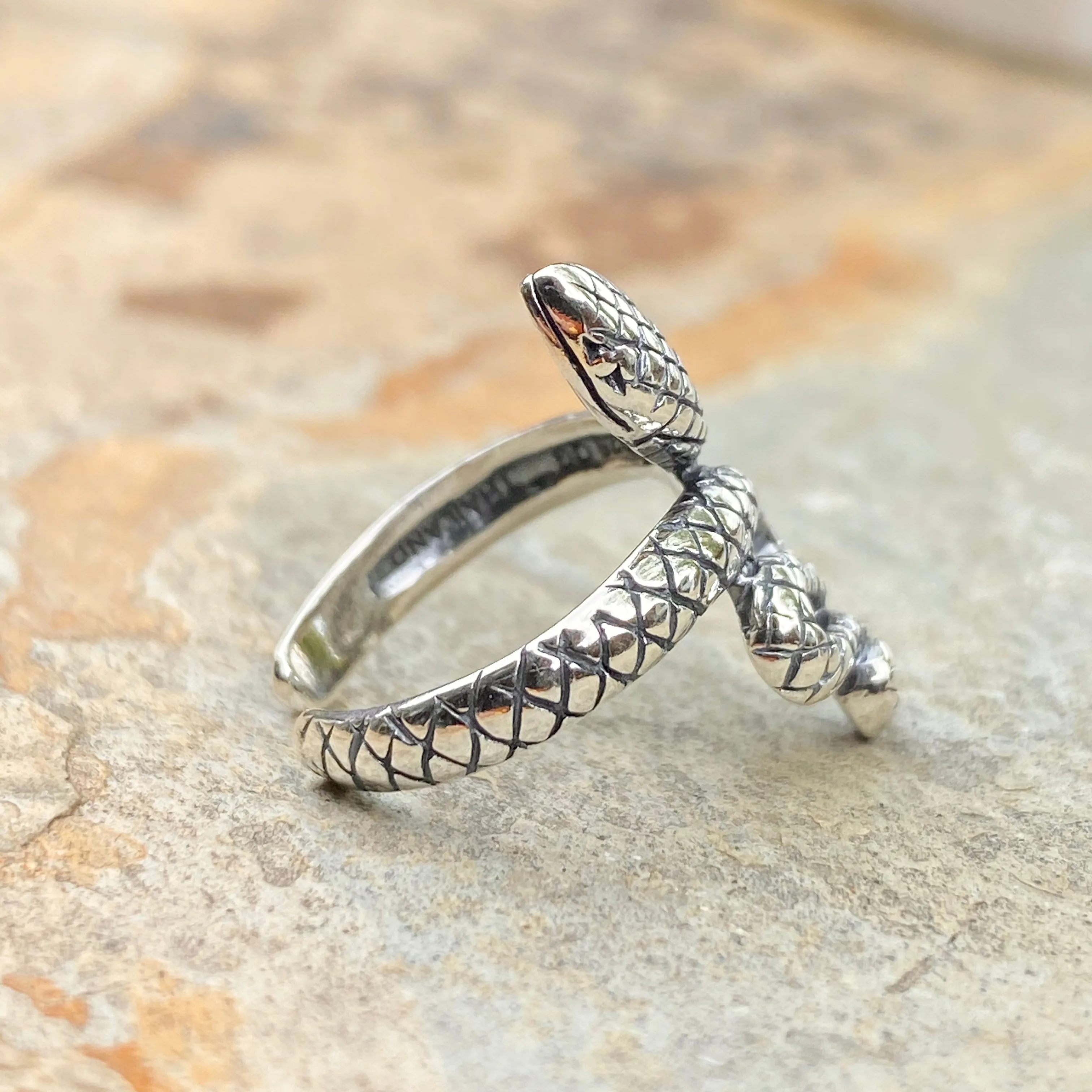 Sterling Silver Antiqued Snake Bypass Toe Ring