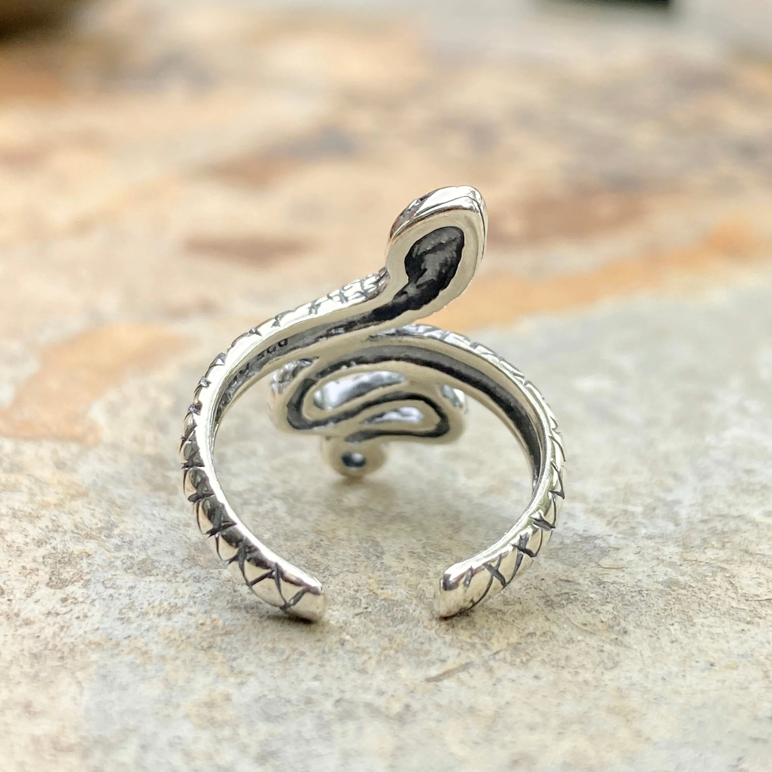 Sterling Silver Antiqued Snake Bypass Toe Ring