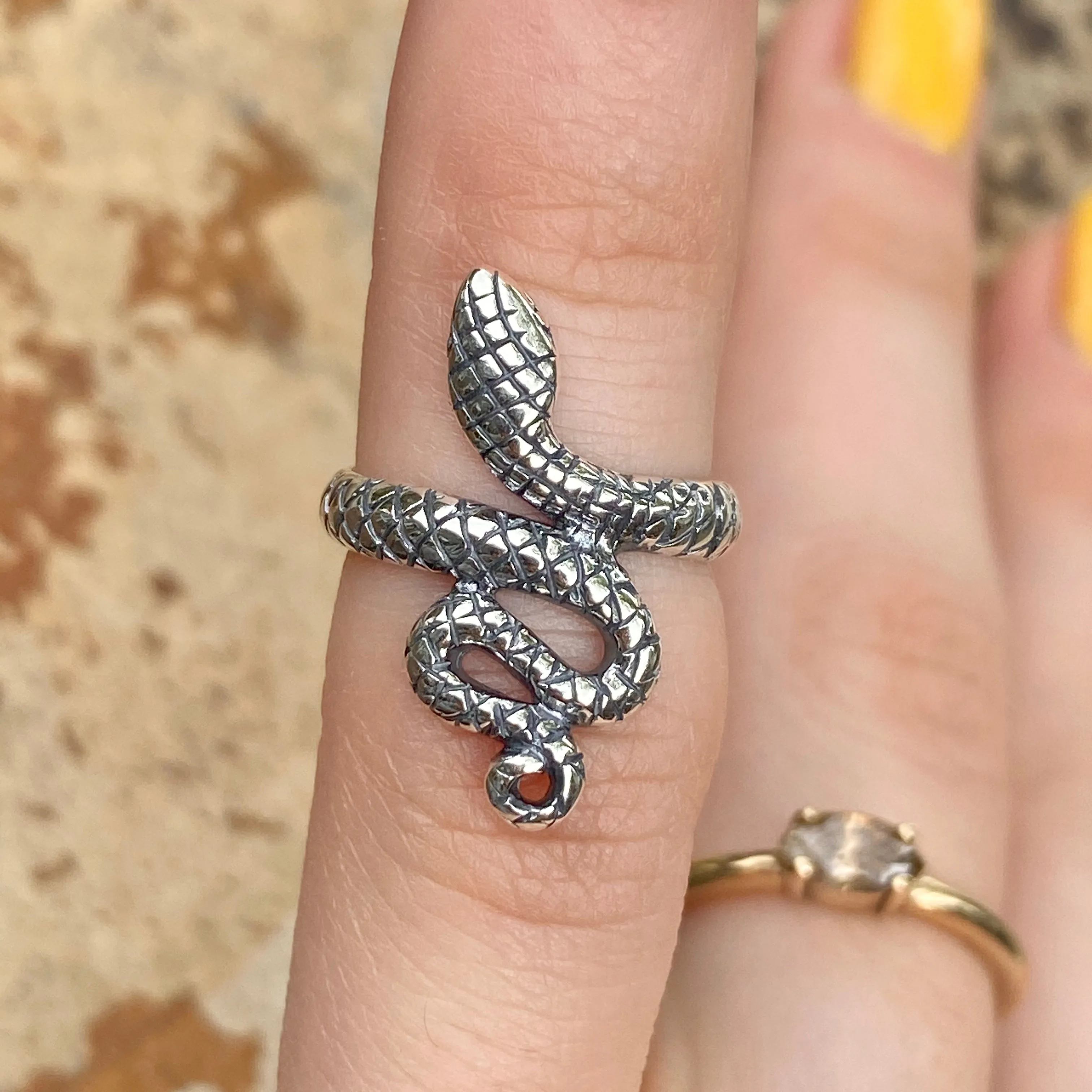 Sterling Silver Antiqued Snake Bypass Toe Ring