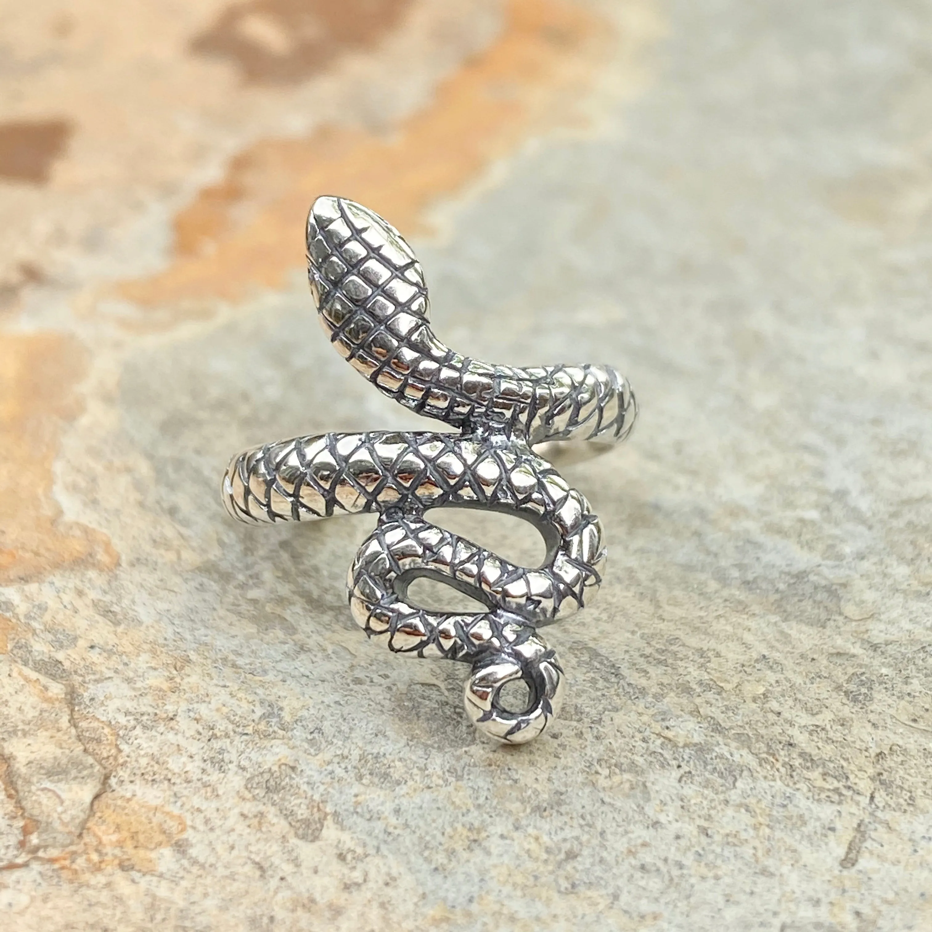 Sterling Silver Antiqued Snake Bypass Toe Ring