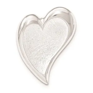 Sterling Silver Polished & Textured Heart Chain Slide Pendant