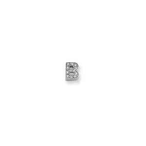 Sterling Silver Polished CZ Initial B Slide
