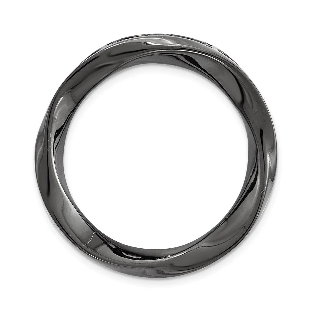 Sterling Silver Stackable Expressions Blk-plated Med Polished Chain Slide