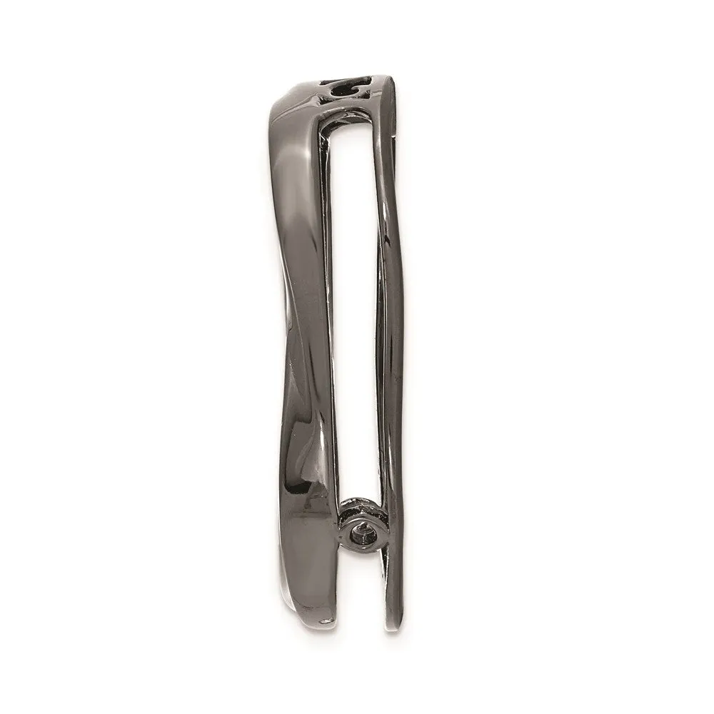Sterling Silver Stackable Expressions Blk-plated Med Polished Chain Slide