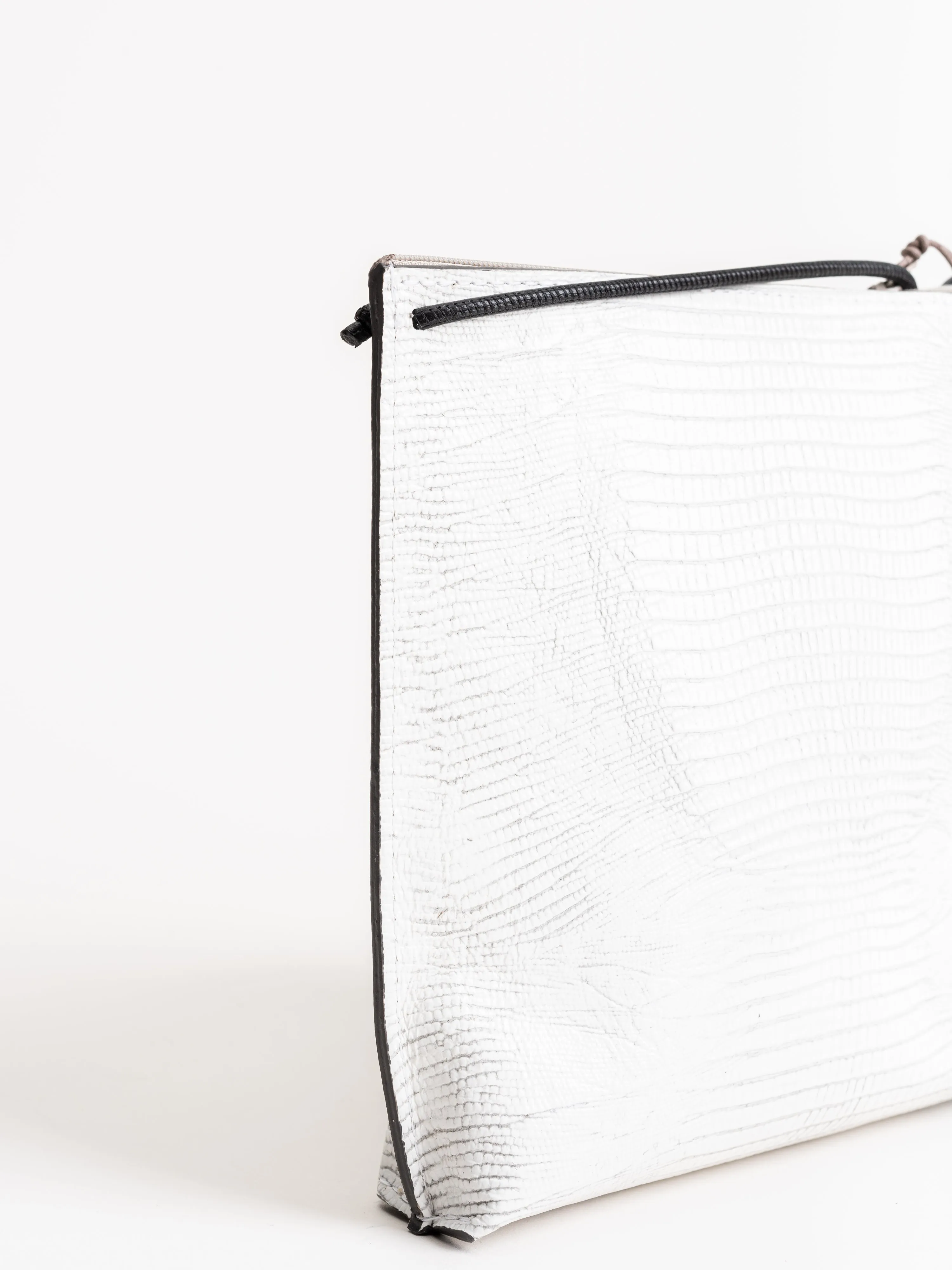 strappy pouch - white lizard