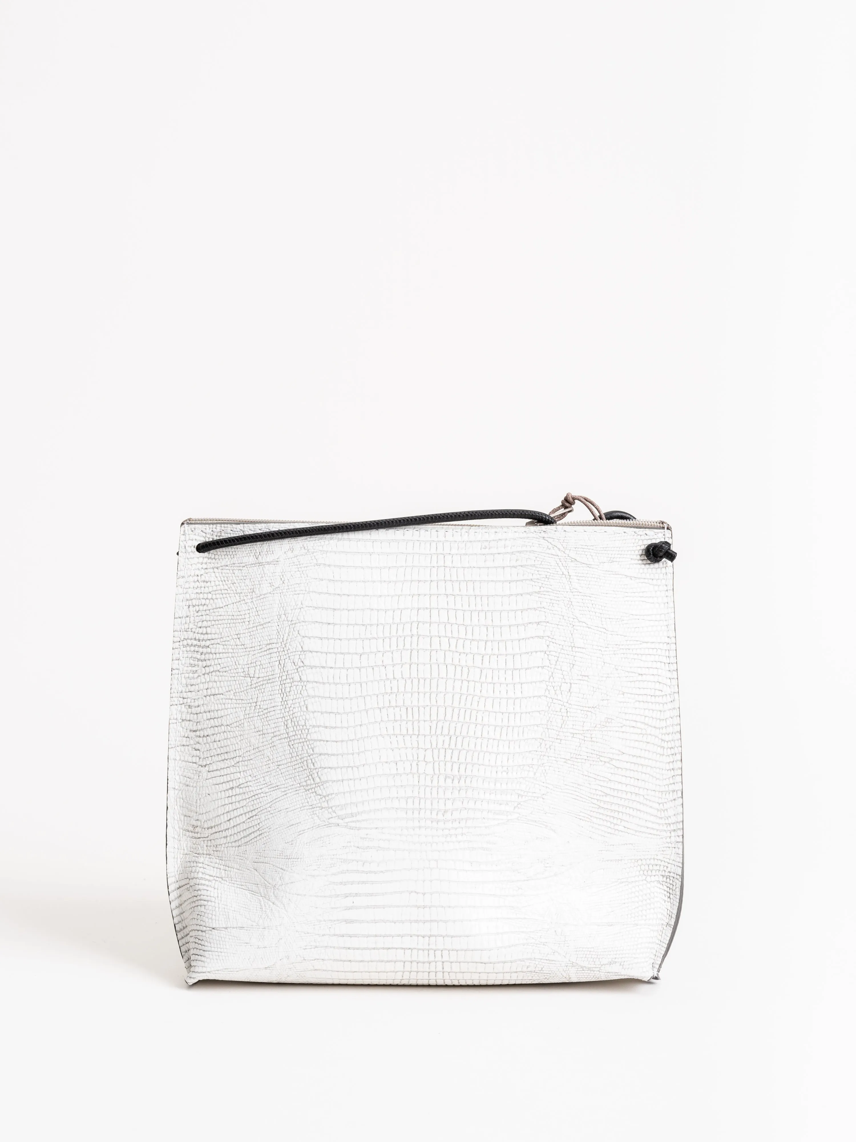 strappy pouch - white lizard