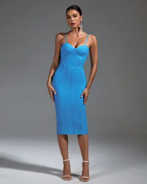Strappy Stripe Midi Bandage Dress