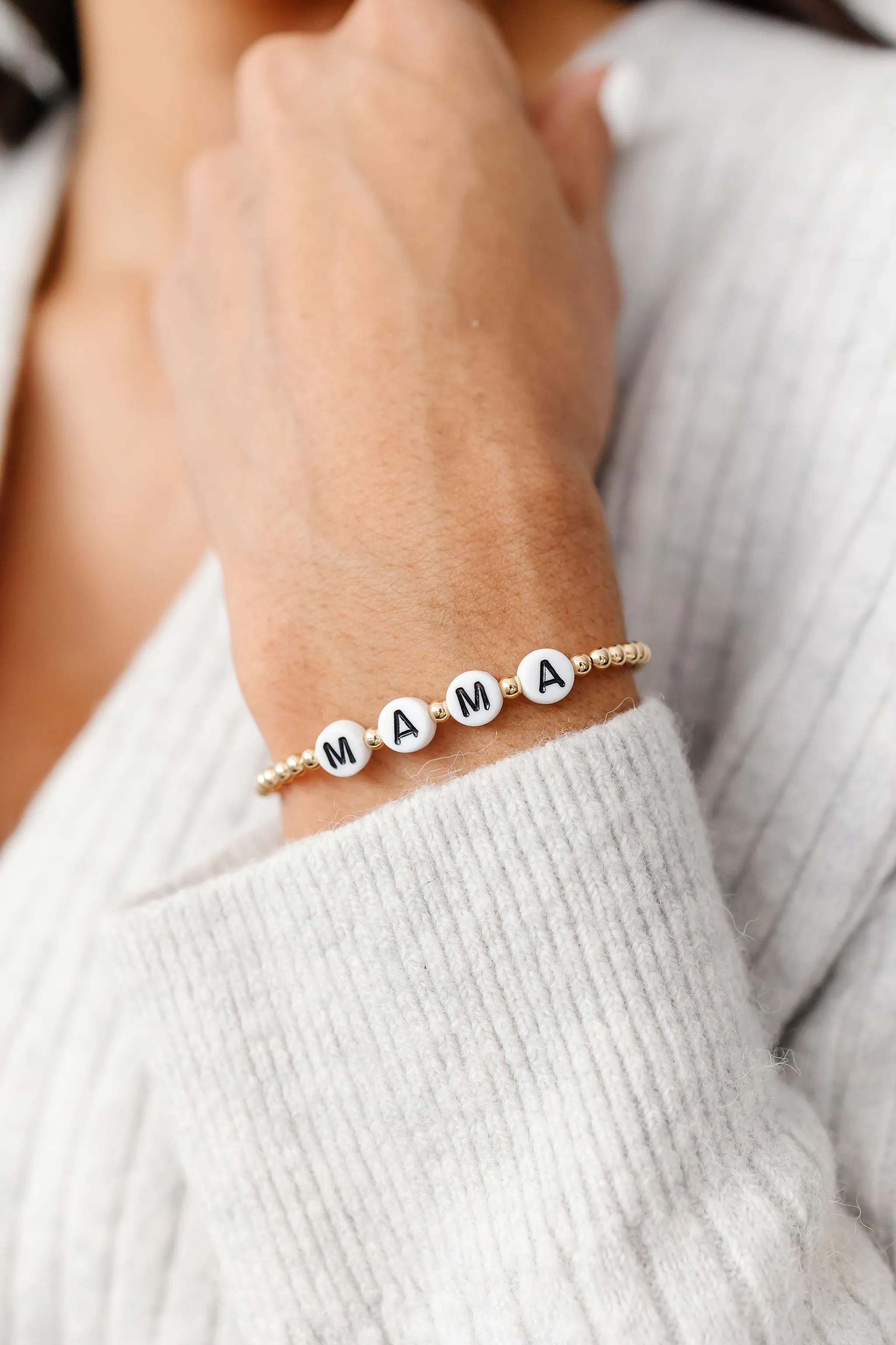Stretchy MAMA Adult Bracelet (3MM 6MM beads)