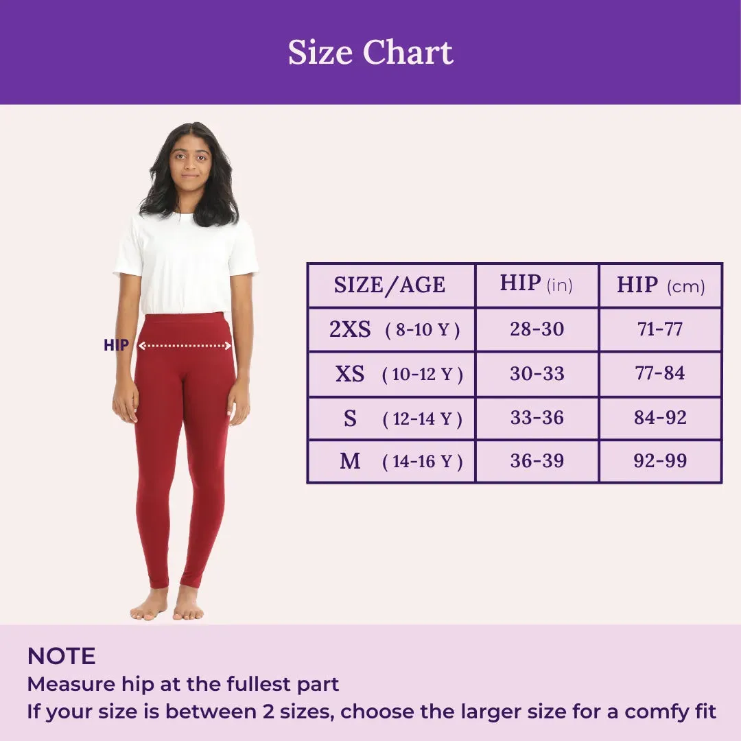 Teen Leggings | High Waist | Non-See-Through | Ankle Length | Cotton-Elastane Blend | Gusset Crotch Prevents Ripping