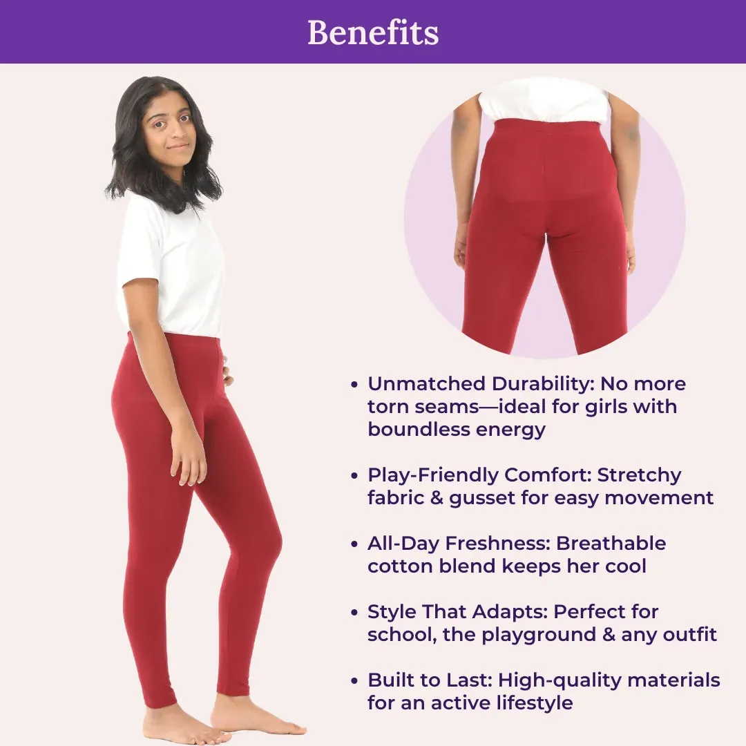 Teen Leggings | High Waist | Non-See-Through | Ankle Length | Cotton-Elastane Blend | Gusset Crotch Prevents Ripping