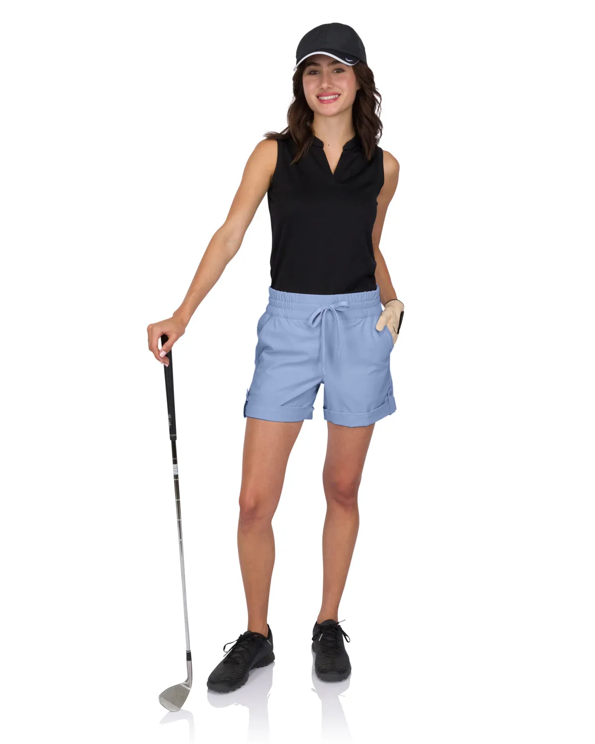 Three Sixty Six Womens Golf Shorts - 5” Inseam, Quick Dry Active Shorts w/Pockets, Adjustable Drawstring & Stretchy Waistband