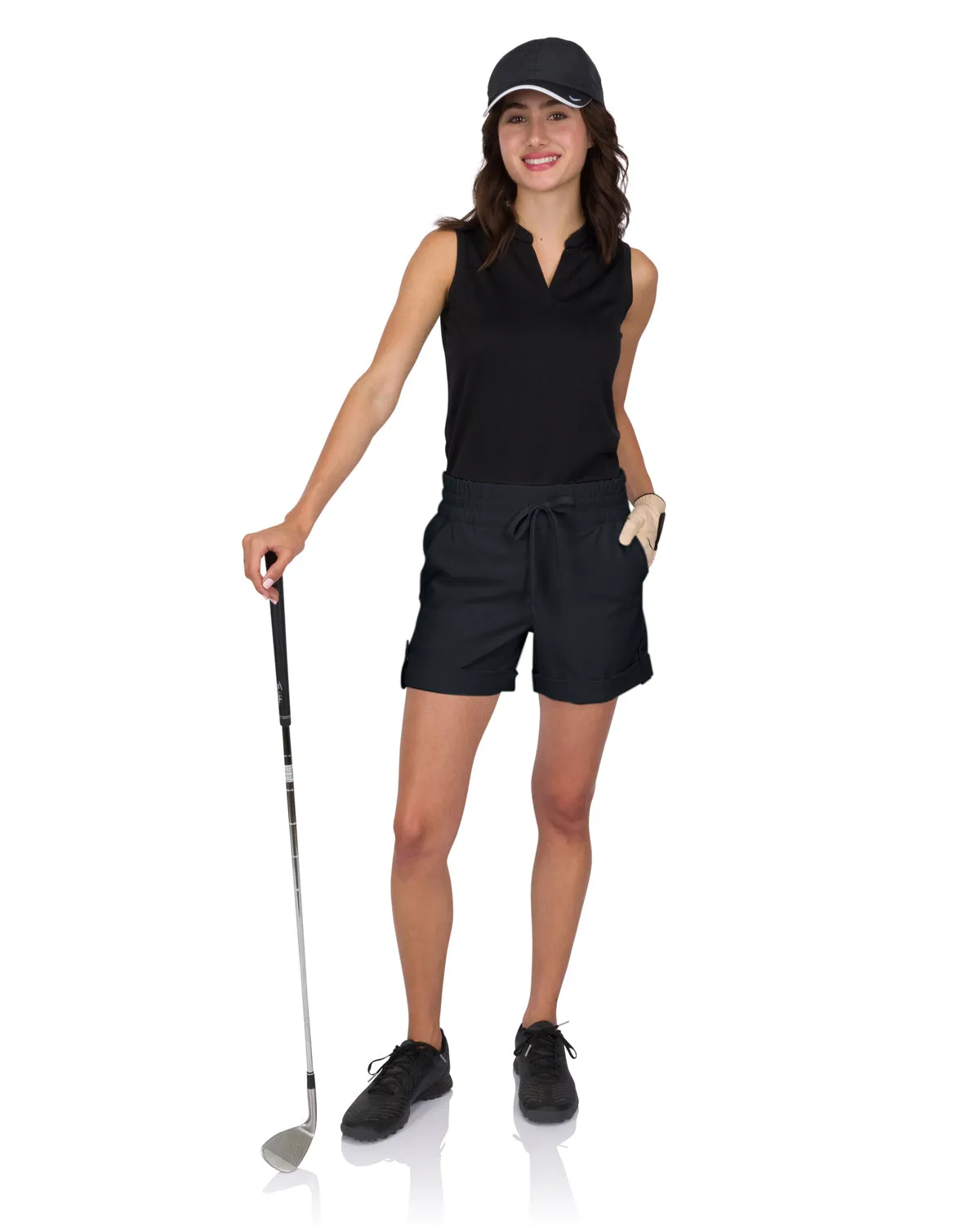 Three Sixty Six Womens Golf Shorts - 5” Inseam, Quick Dry Active Shorts w/Pockets, Adjustable Drawstring & Stretchy Waistband