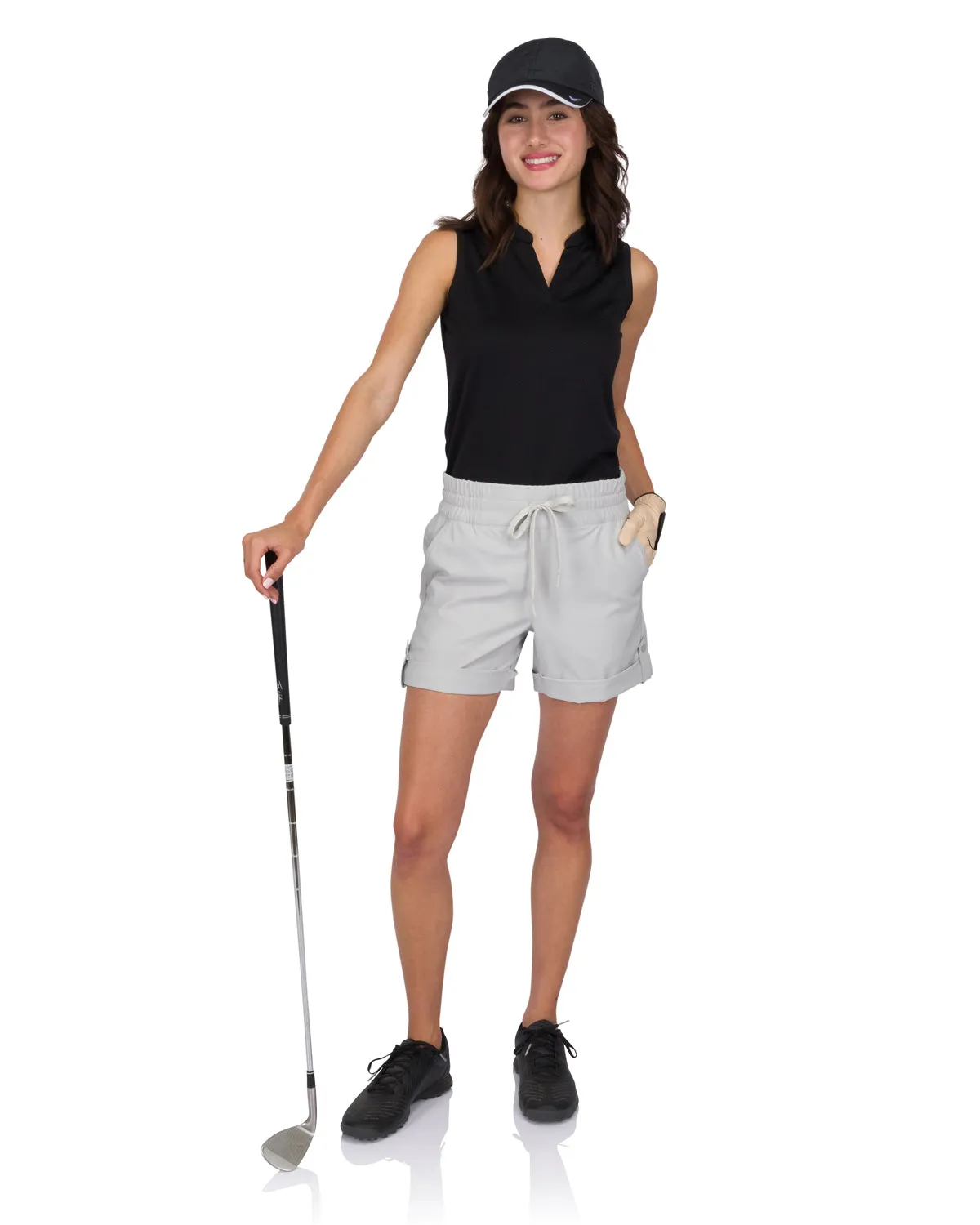 Three Sixty Six Womens Golf Shorts - 5” Inseam, Quick Dry Active Shorts w/Pockets, Adjustable Drawstring & Stretchy Waistband