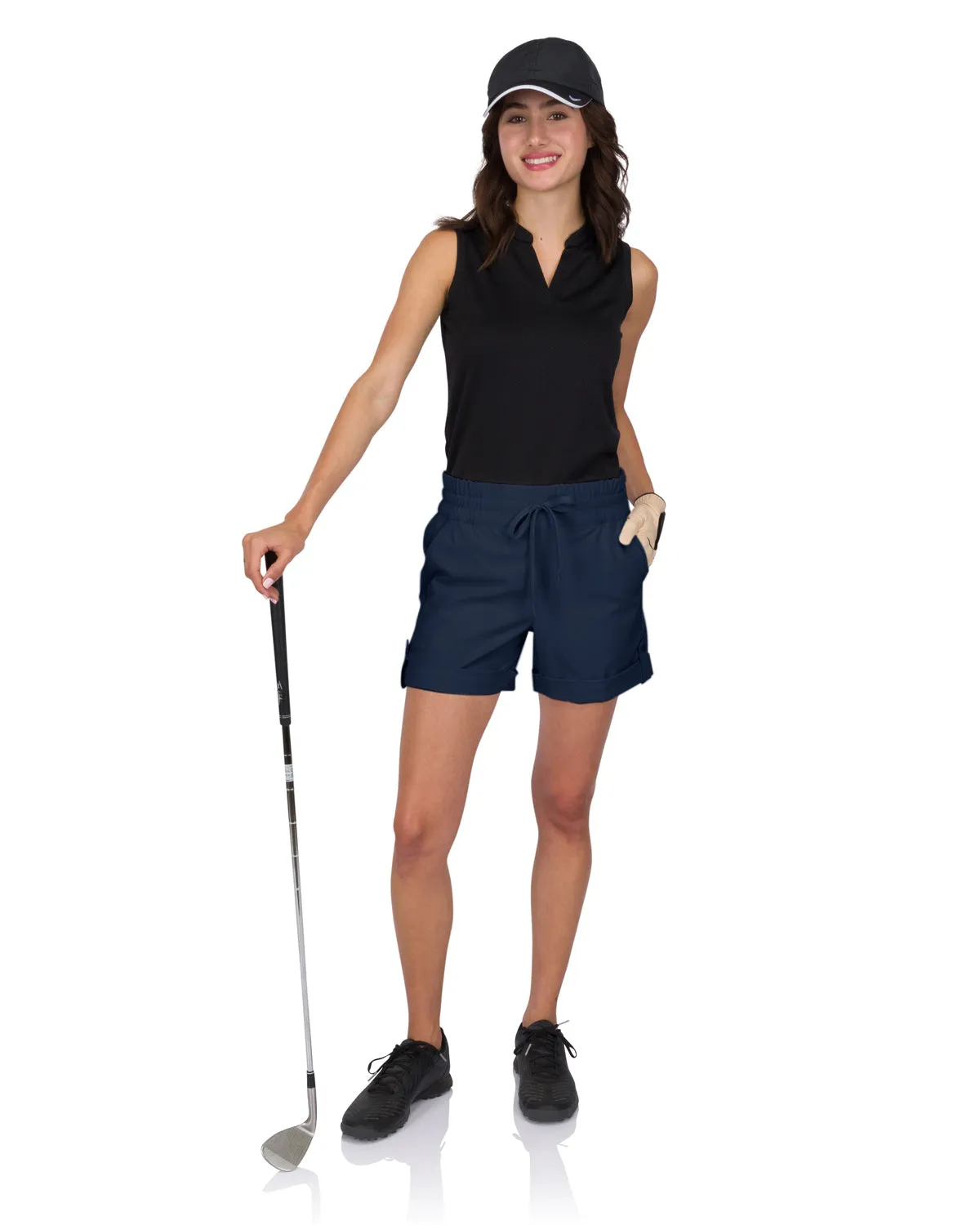Three Sixty Six Womens Golf Shorts - 5” Inseam, Quick Dry Active Shorts w/Pockets, Adjustable Drawstring & Stretchy Waistband