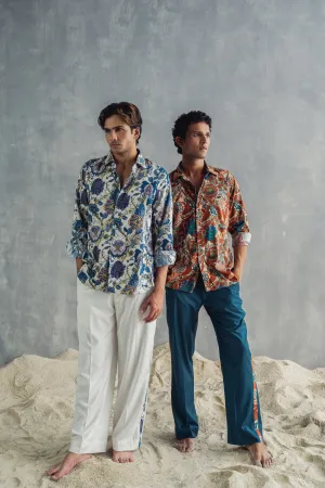 Thyme - Maroon & Multi Printed Shirt & Teal Green pant Set