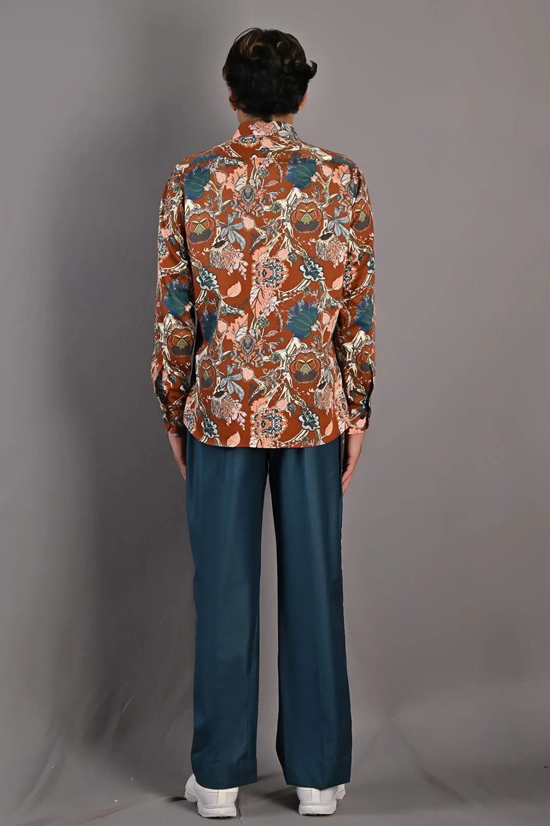 Thyme - Maroon & Multi Printed Shirt & Teal Green pant Set