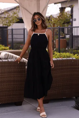Timeless Monochrome Bow Midi Dress