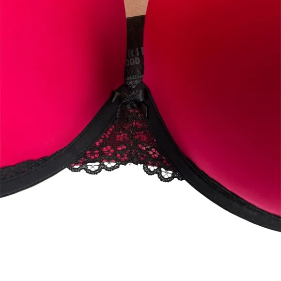 Torrid NEW Push-Up Plunge Strappy Back Bra In Red &amp; Black Lace Trim Size 42DDD