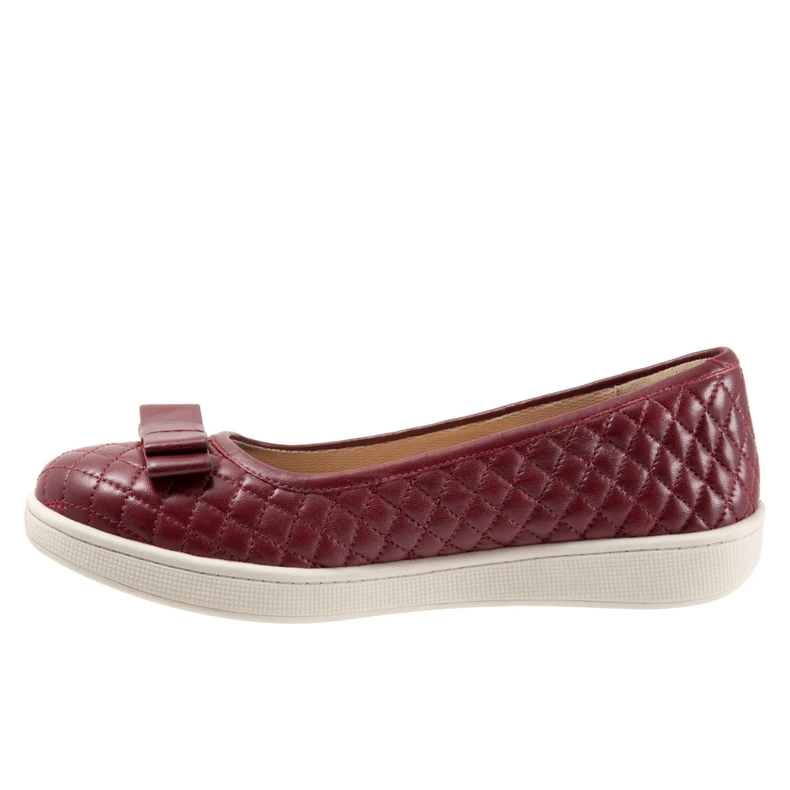 Trotters Anna T2256-601 Womens Red Narrow Leather Ballet Flats Shoes