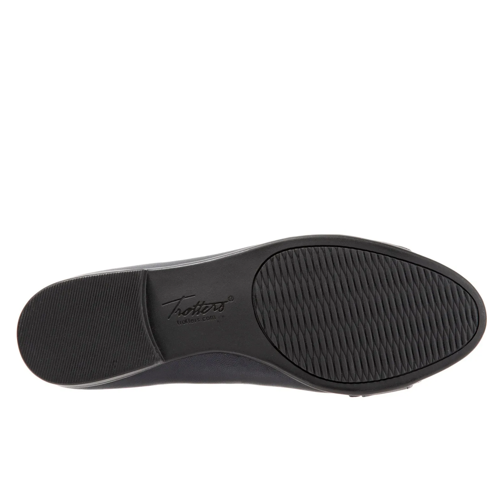 Trotters Aubrey T1850-400 Womens Black Wide Leather Ballet Flats Shoes