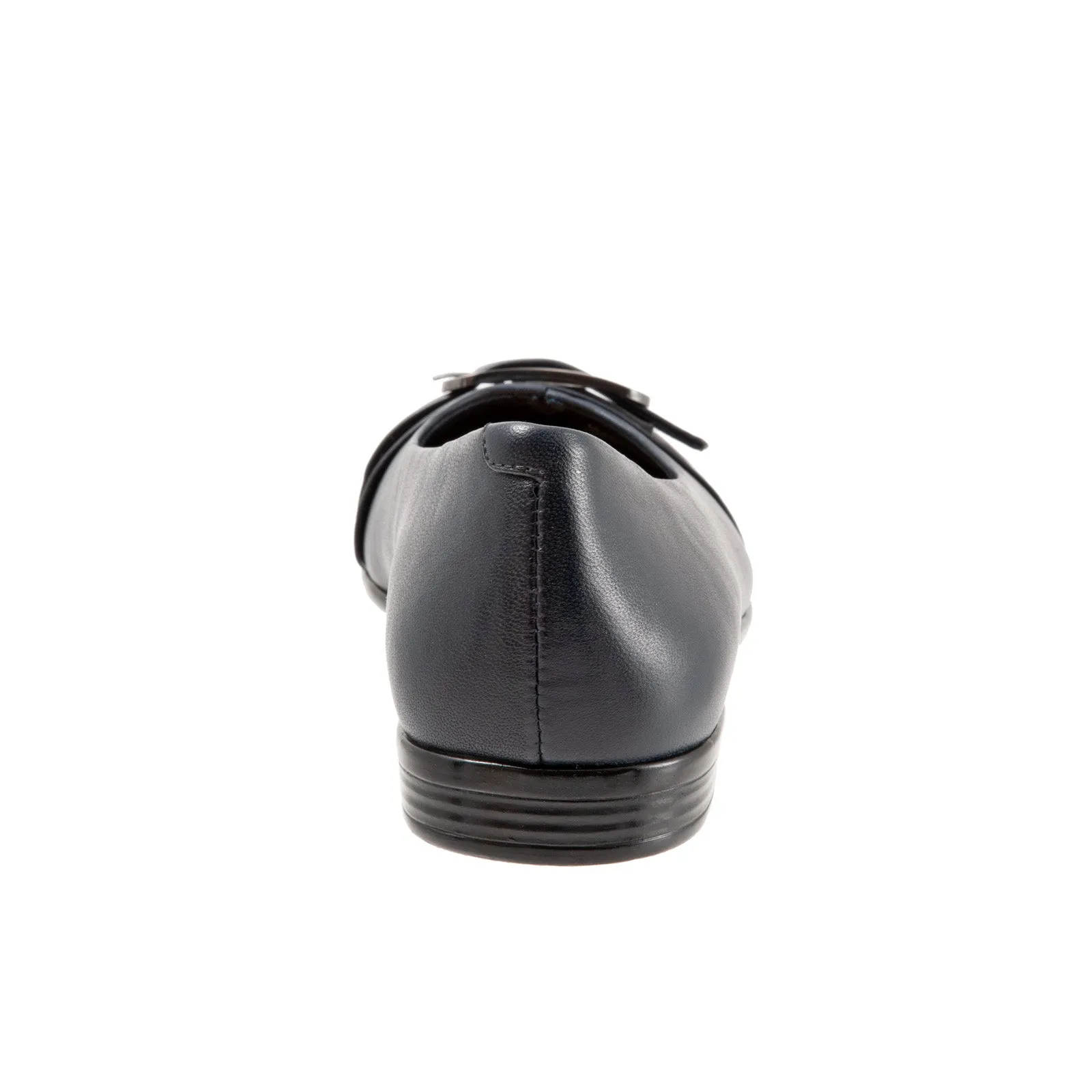 Trotters Aubrey T1850-400 Womens Black Wide Leather Ballet Flats Shoes