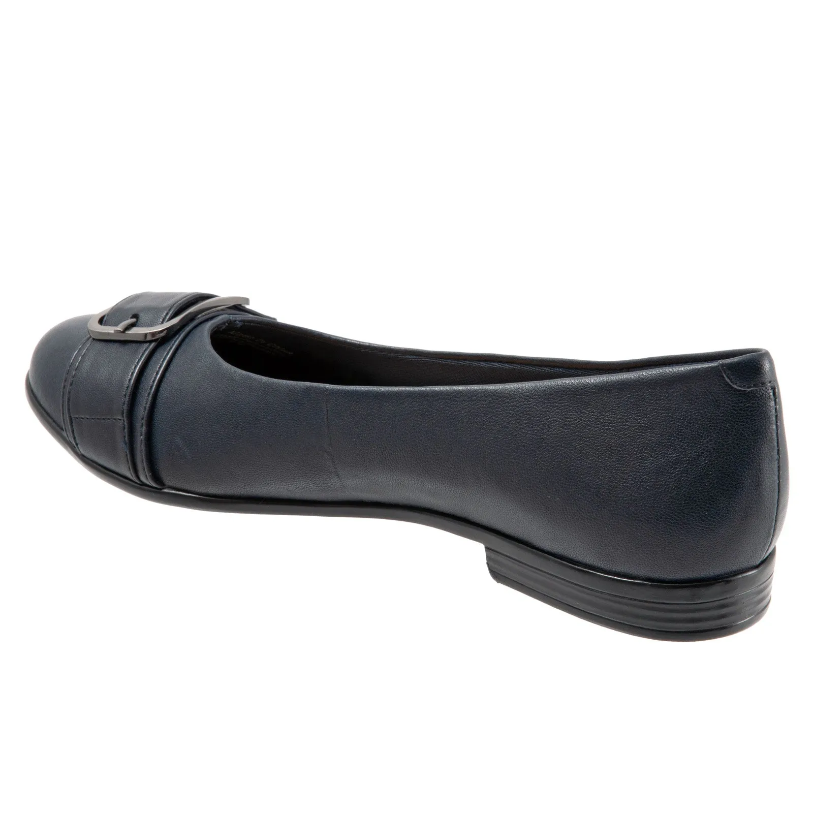 Trotters Aubrey T1850-400 Womens Black Wide Leather Ballet Flats Shoes
