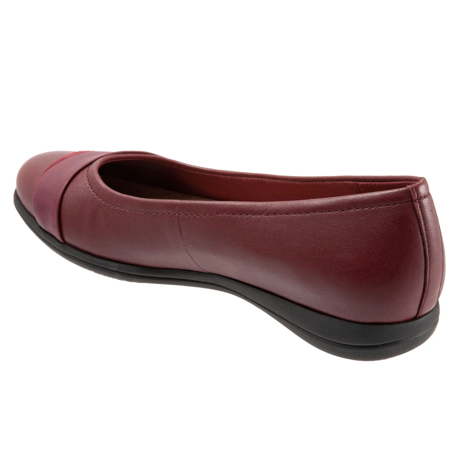 Trotters Danni T2155-601 Womens Red Narrow Leather Ballet Flats Shoes