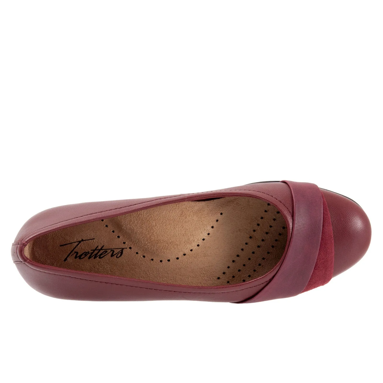 Trotters Danni T2155-601 Womens Red Narrow Leather Ballet Flats Shoes