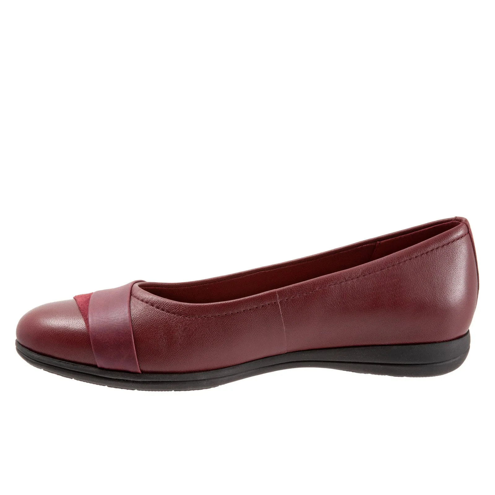 Trotters Danni T2155-601 Womens Red Narrow Leather Ballet Flats Shoes