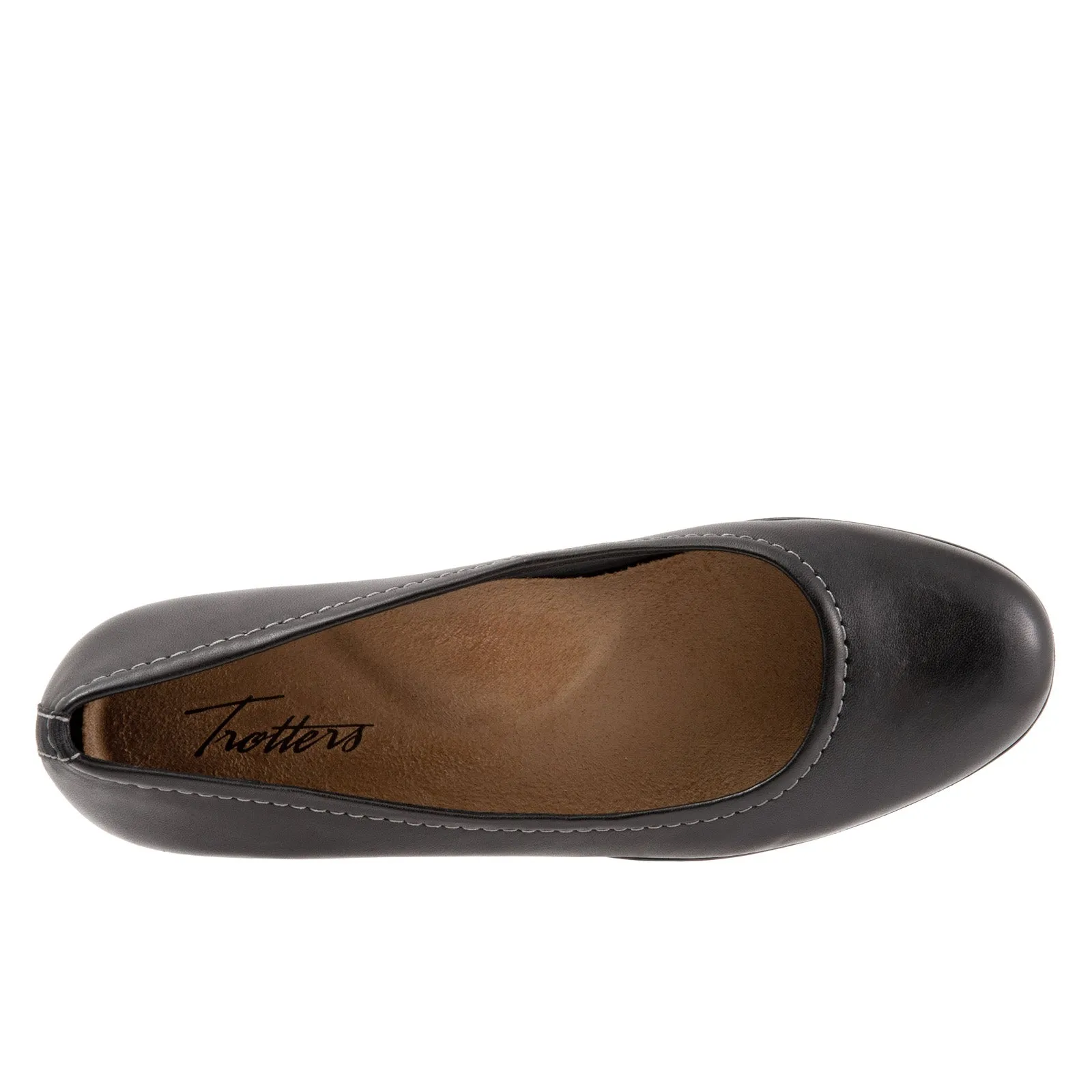 Trotters Darcey T1904-001 Womens Black Extra Wide Ballet Flats Shoes